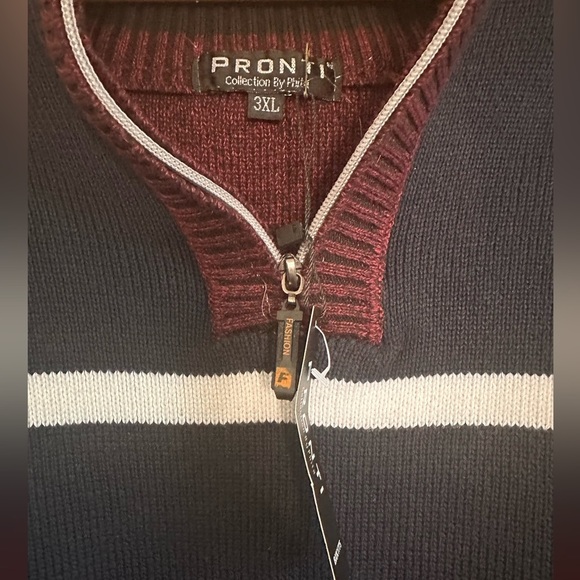 Men’s Long Sleeve Pullover Turtleneck Half Zip Striped Sweater Size 3XL - Picture 4 of 4